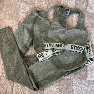 3 Piece Set Gymshark Flex Leggins and Long Sleeve Top